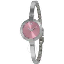 Movado Bela Pink Dial Stainless Steel Bangle Ladies Watch 0606596