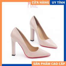 Giày Cao Gót 10Cm Da Bóng Đế Vuông Cao