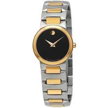 Movado Temo Black Dial Two Tone Ladies Watch 0607296