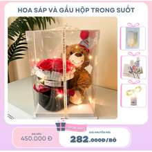 Hộp Quà Gấu Kèm Bó Hoa Sáp Thơm Và