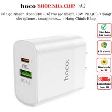 Cốc sạc nhanh 2 cổng C80 PD20W QC3.0 dùng 