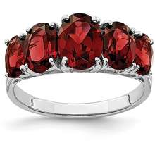 925 Sterling Silver Red Garnet Band Ring Stone