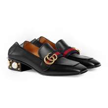 Giày Lười Nữ Leather Mid Heel Loafer Màu