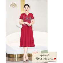 Đầm Peplum Ren Nhũ Phối Voan Cúc Tàu