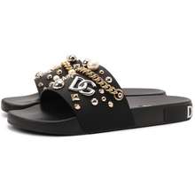 Dép Nam Dolce Gabbana D G Black Appliquéd