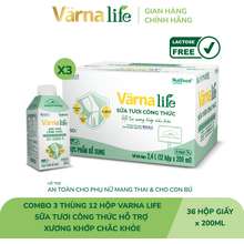 Combo 3 Thùng 12 hộp Värna Life sữa tươi