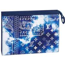 Túi Clutch Nam LV Pochette Voyage MM Màu Xanh