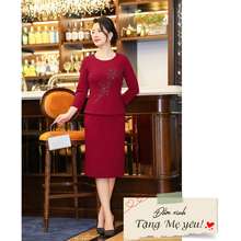 Đầm Peplum Đỏ Rắc Nhũ Cổ Tròn Kết