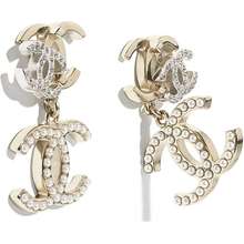 Chanel Khuyên Tai Gold Pearl & Silver 21 Metiers D"Art Triple Cc Drop Earrings Màu Vàng