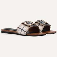 Dép nữ quai ngang Jean Square Toe Sandals