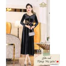 Đầm Peplum Nhung Phối Ren Kết Đá