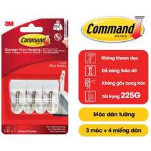 Móc Dán Tường Đầu Kim Loại Command 3M