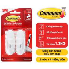 Móc Dán Tường Đầu Kim Loại Command 3M