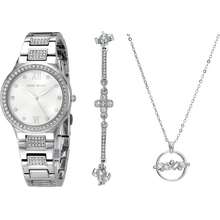 Women 39 S Premium Crystal Accented Silver Tone