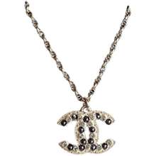 Chanel Dây Chuyền 22 CC Logo Black Pearl Necklace Màu Bạc