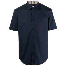 Burberry Áo Sơ Mi Nam Short-Sleeve Monogram Motif Stretch Cotton Shirt Màu Xanh Navy