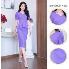 Đầm Peplum Cổ Tim - Tím 4014