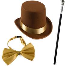 Brown Top Hat And Bow Tie With Walking Scepter 3