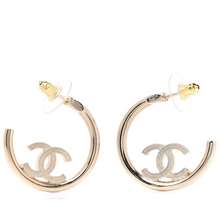 Chanel Khuyên Tai Metal-Textured Cc-Hoop Earrings Gold Màu Vàng