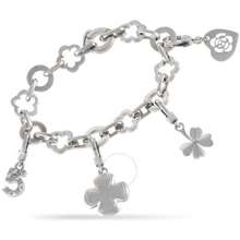 Chanel Pre Owned Camelia 18K White Gold Four Charm Bracelet