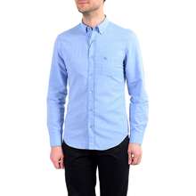 Burberry Men 39 S Blue Linen Long Sleeve Button Down Shirt Us S It 48