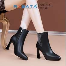 Boots Thời Trang Nữ Cao Gót Da Lì Đính