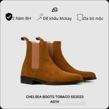 Giày Chelsea Boots Nam Da Lộn Nâu, Da Bò Cao 