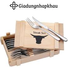 Bộ Dao Dĩa Steak Set 12 Món, Hộp Gỗ Sang