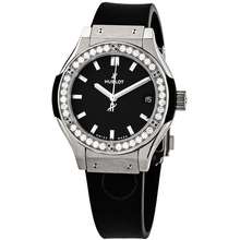 Hublot Classic Fusion Mat Black Dial Ladies Diamond Watch 581 Nx 1171 Rx 1104