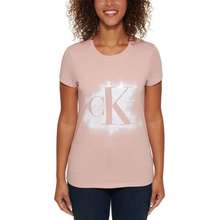 Calvin Klein Jeans Ladies 39 Logo Crewneck Tee Womens Summer Tops Graphic Tees Womens Short Sleeve Tops