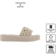 Dép Charles Keith Raffia Woven Flatform Sandals