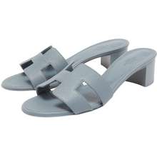 Dép Nữ Grey Leather Oasis Slide Sandals Màu