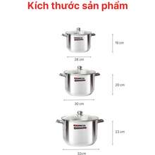 NỒI INOX HAPPYCOOK 3 ĐÁY NC-28G 30G 32G -