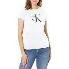 Calvin Klein Women 39 S Foil Monogram Logo V Neck Short Sleeve Iconic Tee