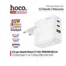 Củ sạc nhanh C115A PD65W/QC3.0 2 cổng