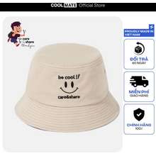 Mũ Bucket Hat Thêu Be Cool Care & Share Màu Be 
