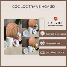 Bộ Cốc Lọc Trà Vẽ Hoa Thủ Công Gốm