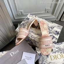 Dép Cao Gót 5Cm Vải Canvas Thêu Chữ Dior