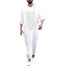 Men 39 S Muslim Kaftan Thobe Short Sleeves Linen