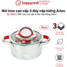 Nồi Inox Cao Cấp 3 Đáy Nắp Kiếng Aries, 