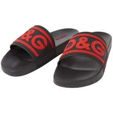 Dép Nam Dolce Gabbana D G Black Logo DG Red