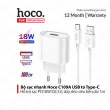 Bộ sạc nhanh C109A PD18W+QC3.0 USB to Type-C 