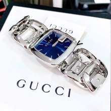 Gucci 💙🔷Đồng Hồ Nữ G-Gicci Ya125405 Women'S Blue Dial Stainless Steel G-Shaped Bezel Swiss Watch 25Mm