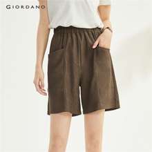 Giordano Women Exposed Seam Elastic Waist Wave Knit Shorts 18403707