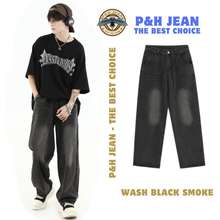 Quần Jean Nam Baggy Wash Đen Khói P&H Jean