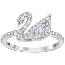 Nhẫn Silver Tone Crystal Swan 5250743 Logo Ring 