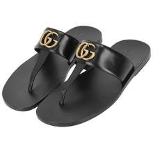 Dép Nam GG Black Metal Logo Flip Flops 498698