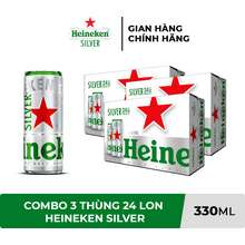 Combo 3 Thùng 24 lon bia Silver 330ml/lon - Bao 