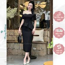 Đầm Peplum Dự Tiệc Tay Lỡ Cổ Tròn