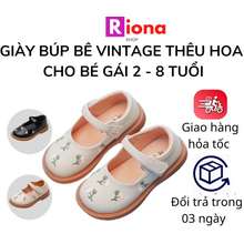  Giày Búp Bê Bé Gái Vintage Công Chúa Thiểu Thư Giầy Trẻ Em Nữ Đế Bệt 1 Tuổi - 8 Tuổi Rionashop